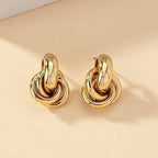 Fashion Round Double Ring Metal Stud Earrings – Gold & Silver Stainless Steel Unisex Jewelry