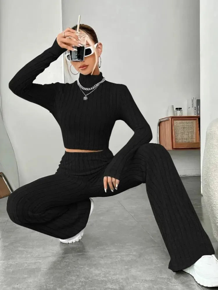 Ribbed 2-Piece Lounge Set-Blumora
