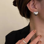 Women’s Dainty Love Heart Stud Earrings – Gold & Silver Color