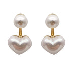 Imitation Pearl Heart Round Stud Earrings – Elegant Women’s Jewelry