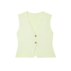Light green vest with gold buttons on a white background