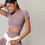 Women’s Seamless Yoga Top – Short Sleeve Sport T-Shirt for Fitness & Activewear