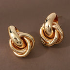 Fashion Round Double Ring Metal Stud Earrings – Gold & Silver Stainless Steel Unisex Jewelry