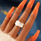 Vintage White Enamel Adjustable Geometric Open Ring – Women’s Fashion Jewelry