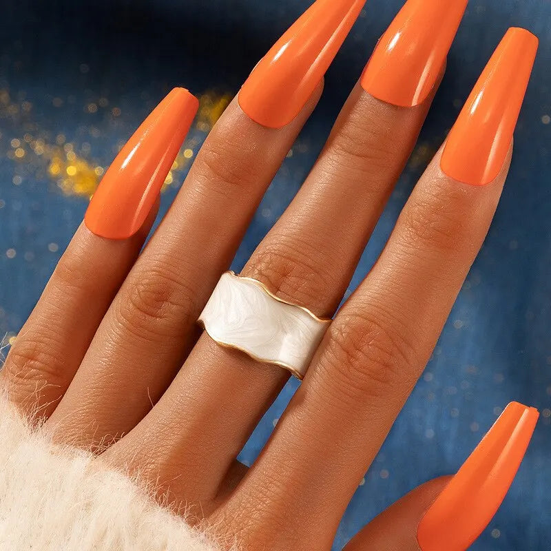 Vintage White Enamel Adjustable Geometric Open Ring – Women’s Fashion Jewelry