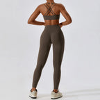 Women’s Yoga Clothing Set – Seamless 2 Piece Athletic Wear with High Waist Leggings & Top