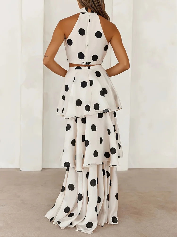 Polka Dot Off-Shoulder Top & Cake Skirt