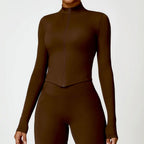 Women’s Long Sleeve Gym Exercise Shirt – Yoga & Fitness Zipper Jacket