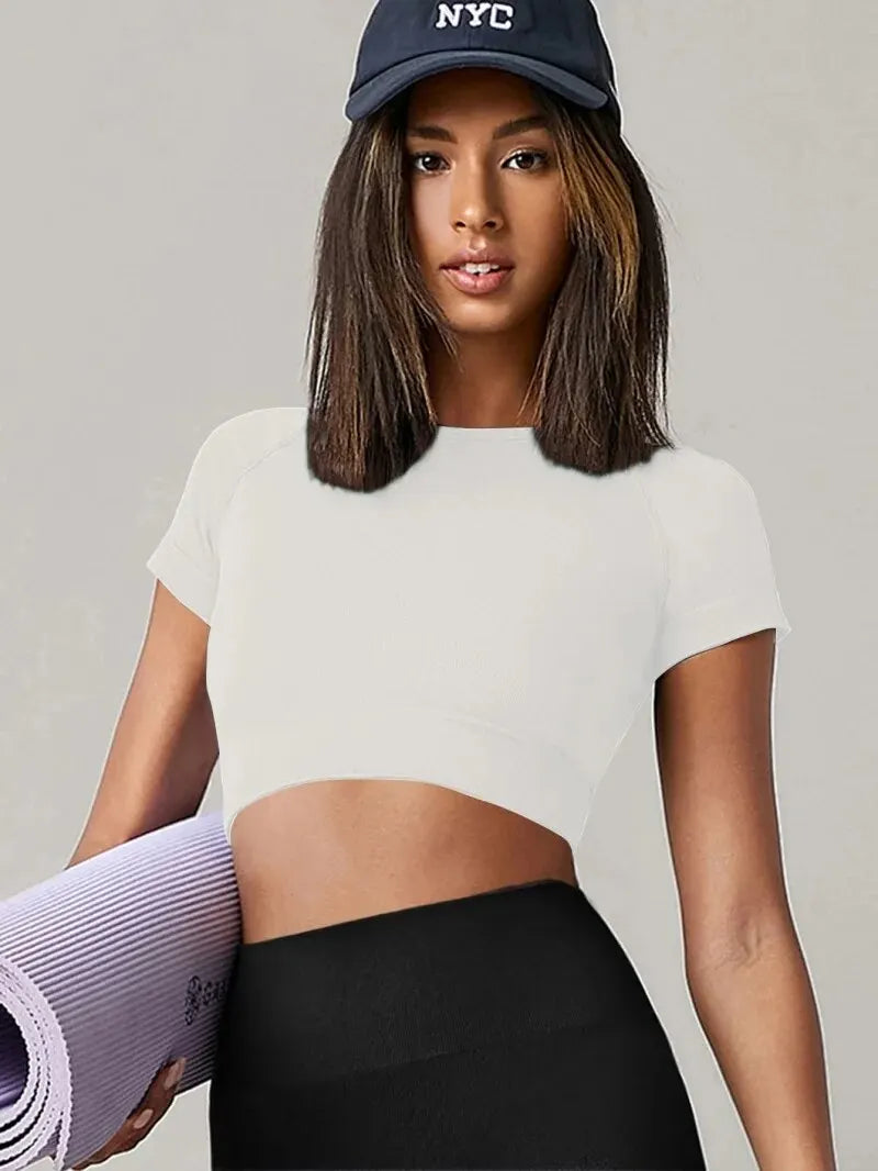 Women’s Seamless Yoga Top – Short Sleeve Sport T-Shirt for Fitness & Activewear