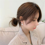 Imitation Pearl Heart Round Stud Earrings – Elegant Women’s Jewelry
