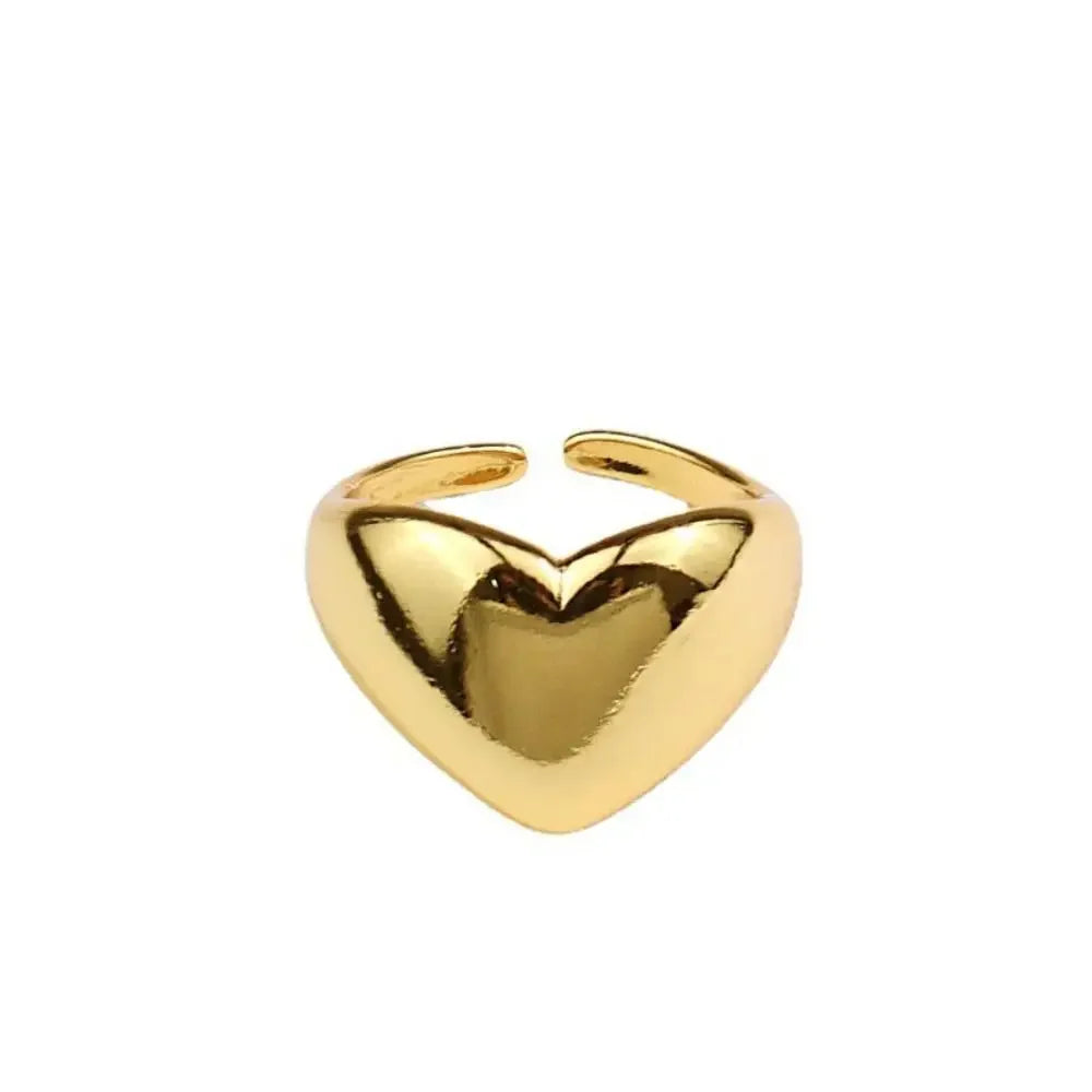 Simple Smooth Metal Heart Ring – Unisex Trendy Jewelry