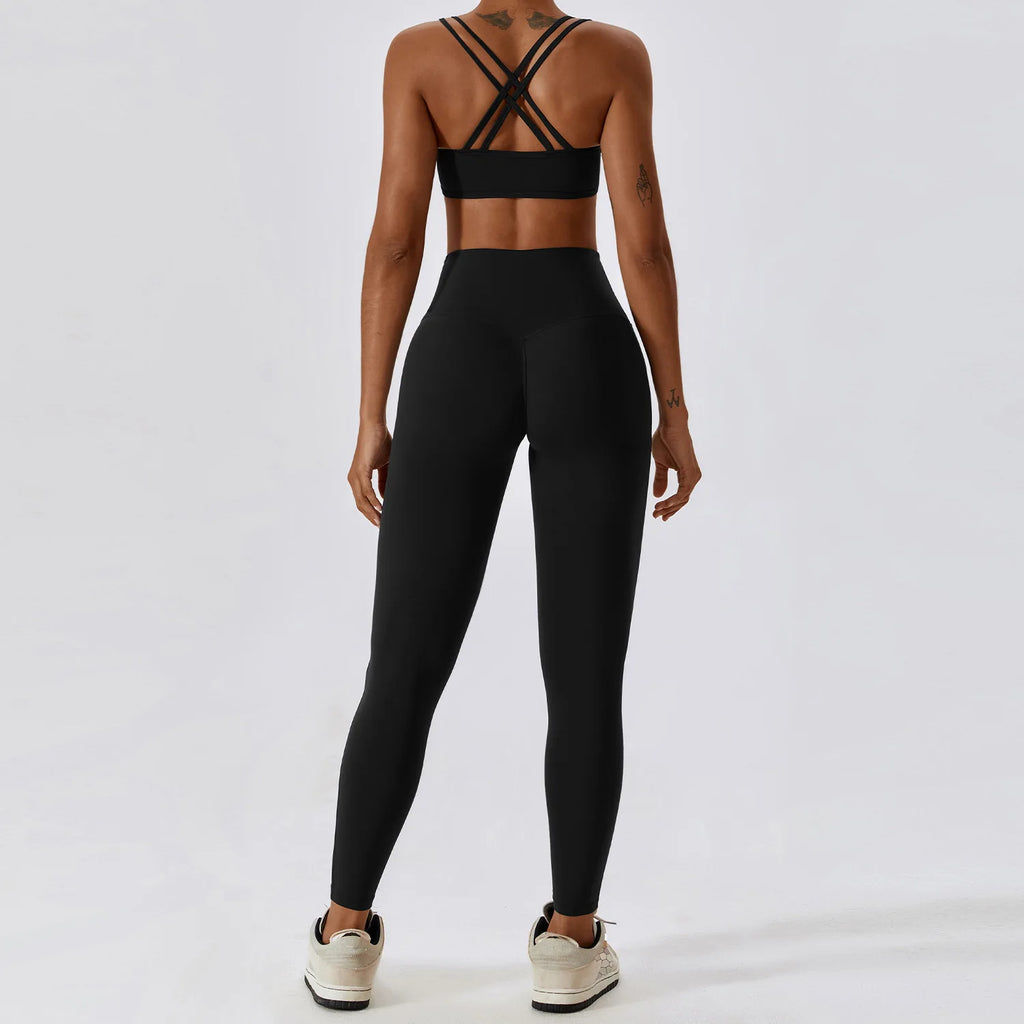 Women’s Yoga Clothing Set – Seamless 2 Piece Athletic Wear with High Waist Leggings & Top