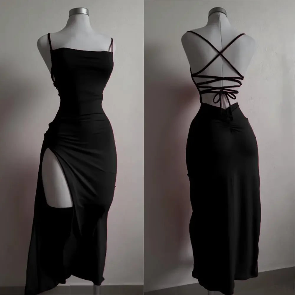 All Tied Up Hi Slit Dress-Blumora