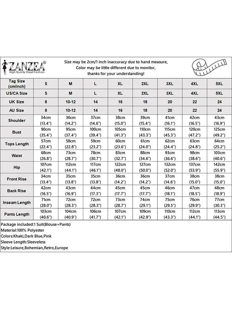 ZANZEA Women’s Pant Sets – Irregular Button Vest & Wide Leg Trouser Suits