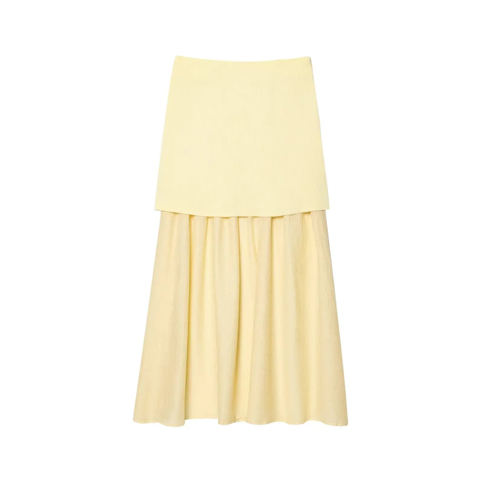 Yellow layered skirt on a white background
