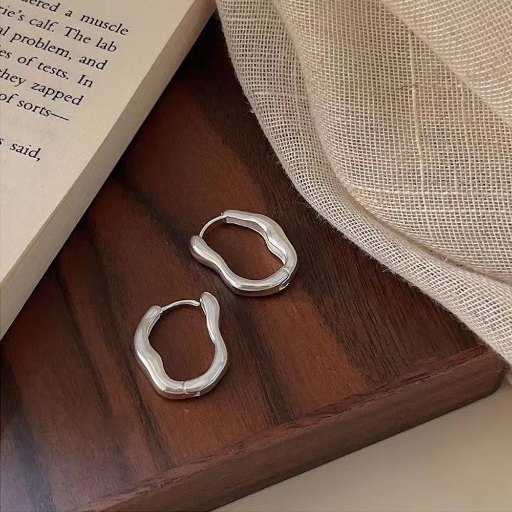Gold Color Metallic Ear Loops for Women – Irregular Geometric Hoop Earrings