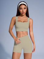 Seamless Ribbed Yoga Set – 2 Piece Women’s Workout Outfit