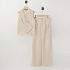 ZANZEA Women’s Pant Sets – Irregular Button Vest & Wide Leg Trouser Suits