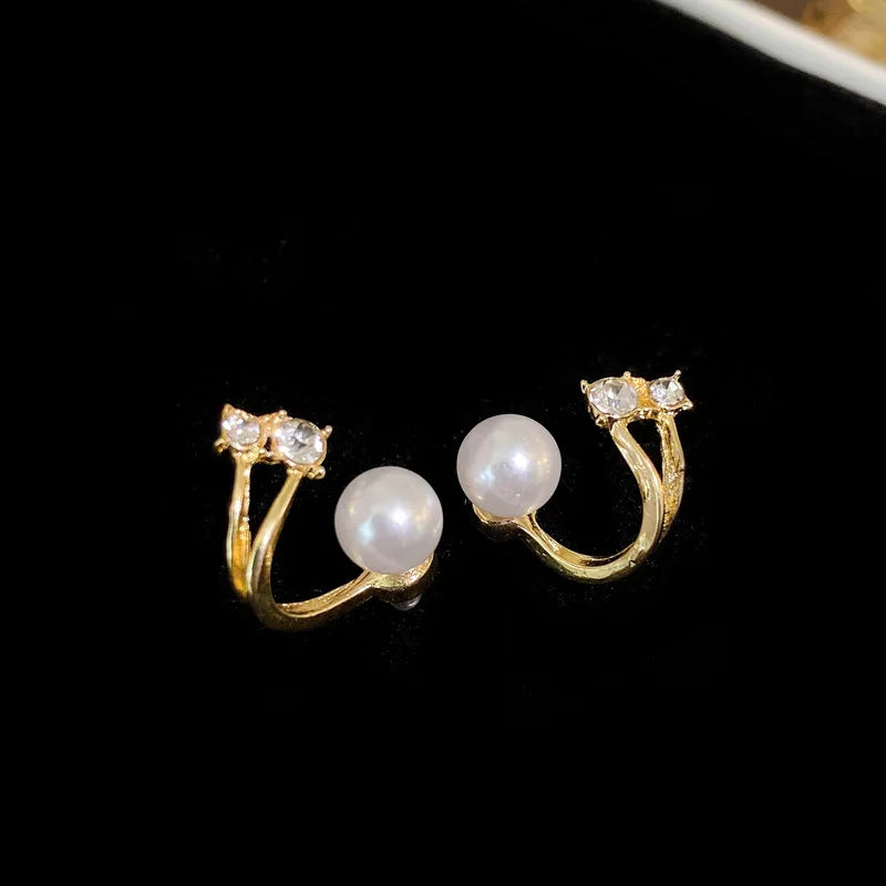 Imitation Pearl Heart Round Stud Earrings – Elegant Women’s Jewelry